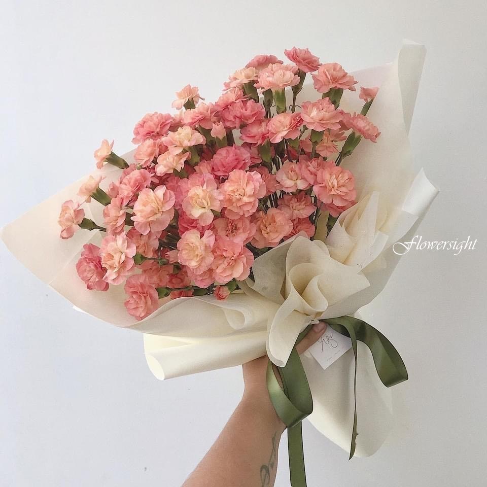 Bó hoa cẩm chướng hồng xinh xắn