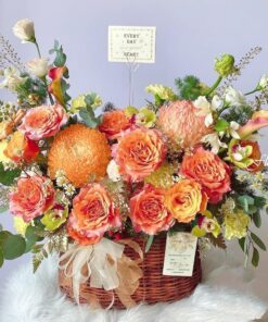 giỏ hoa cúc mẫu đơn Xuân sang