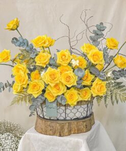 lẵng hoa hồng vàng sức sống