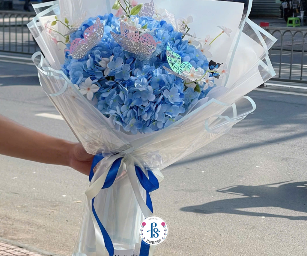 Bó hoa cẩm tú cầu xanh