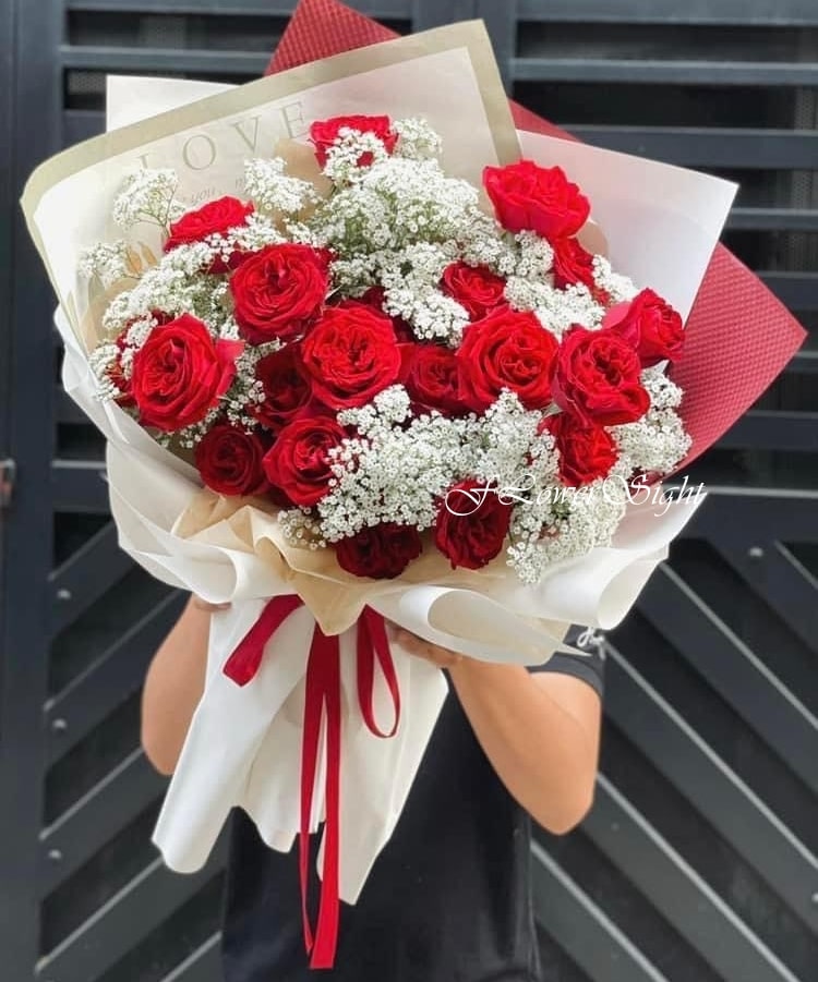 Sắc Vĩnh Cửu bó hoa tươi màu đỏ