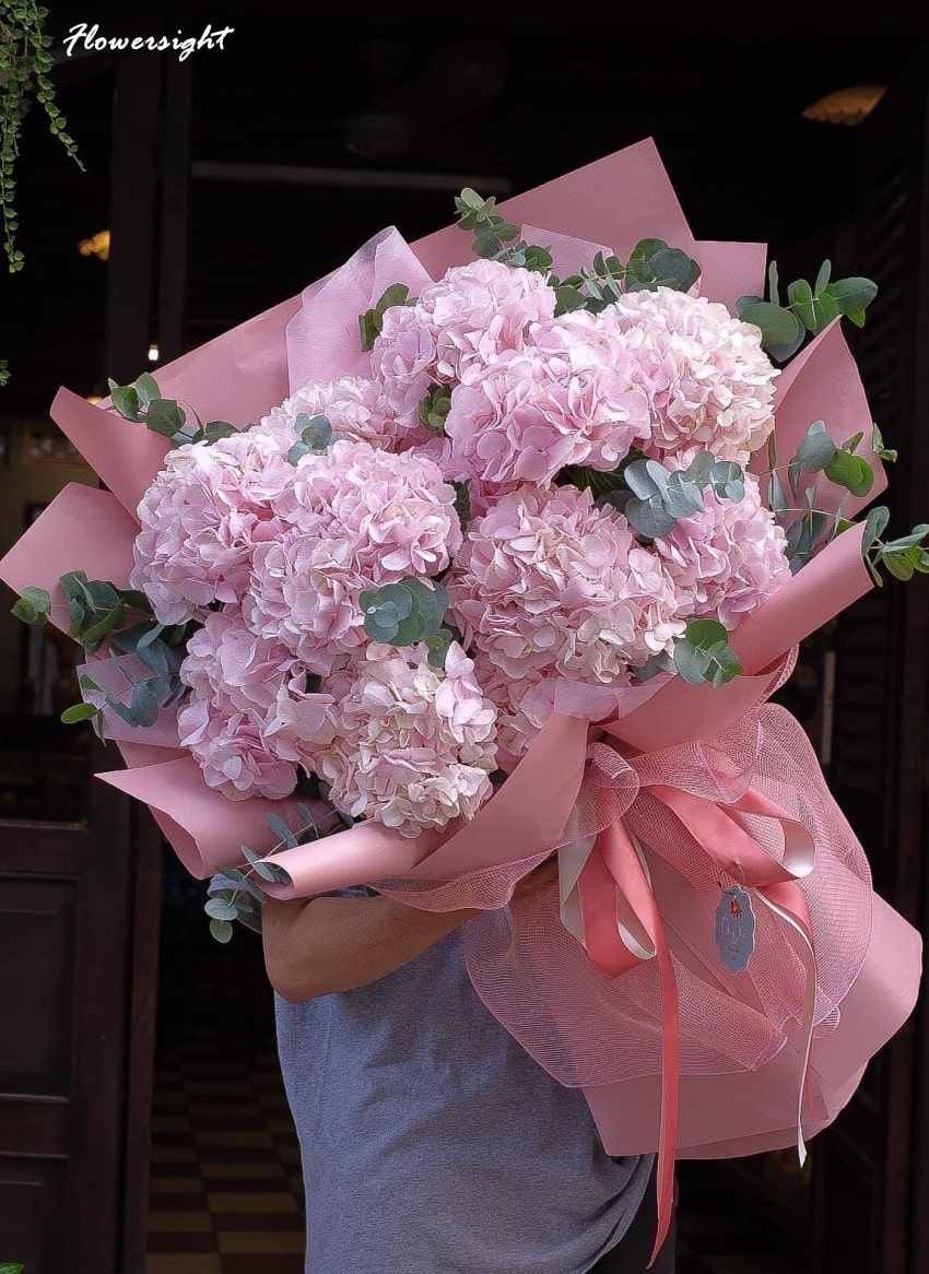 Bó hoa cẩm tú cầu màu tím đẹp