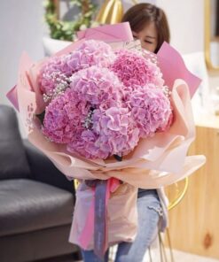 bó hoa cẩm tú cầu hồng