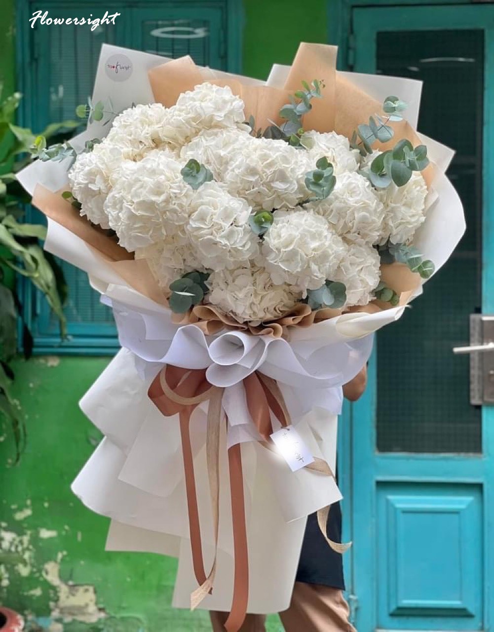 Bó hoa cẩm tú cầu trắng