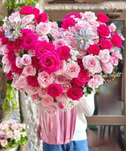 Giỏ hoa hình trái tim, giỏ hoa hồng hình trái tim