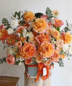 Giỏ hoa tươi màu cam/ hồng - Lời hứa tình yêu