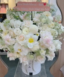 Hộp hoa tươi cúc trắng "Vòng tay"