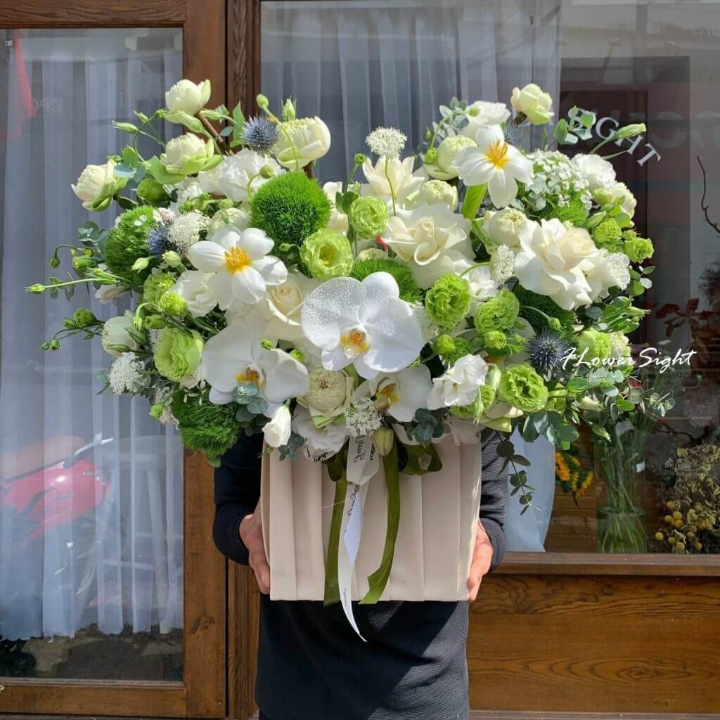 Hộp hoa tươi màu xanh