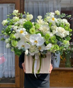 Hộp hoa tươi màu xanh