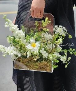 Hộp hoa xách tay mica "Nụ Cười"