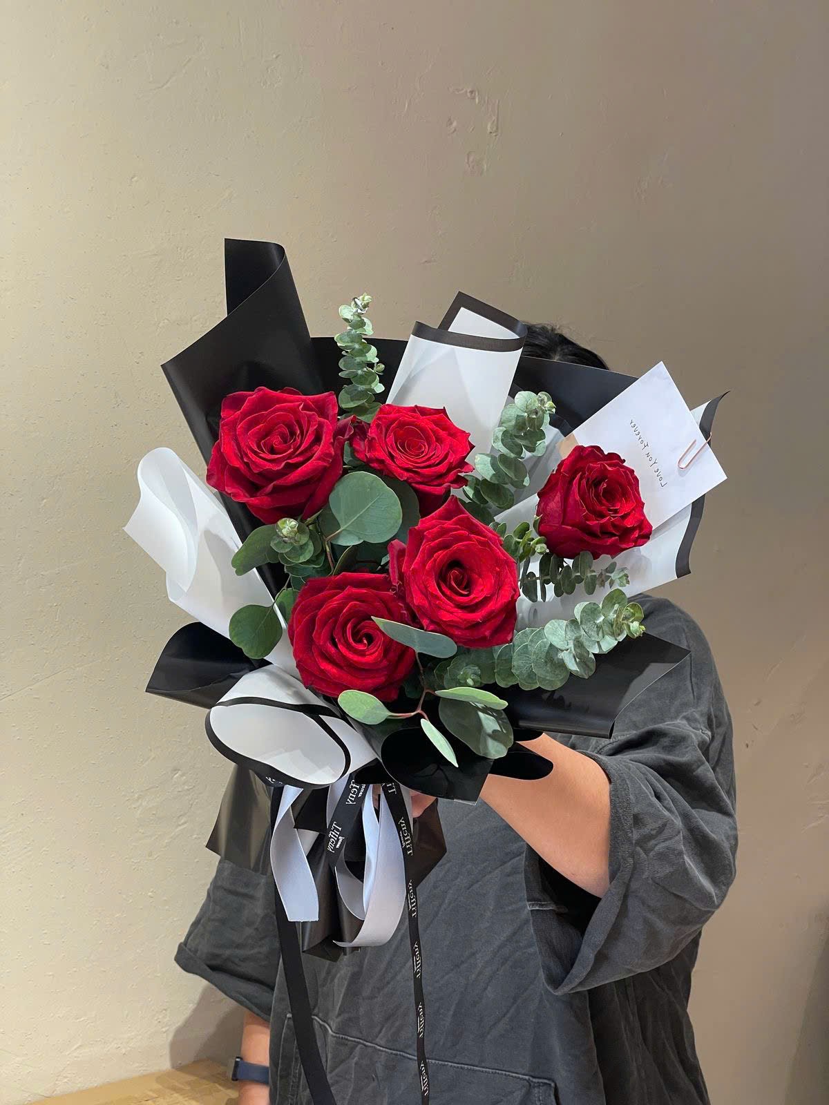 Nguyện Hồng Bó hoa hồng 5 bông màu đỏ