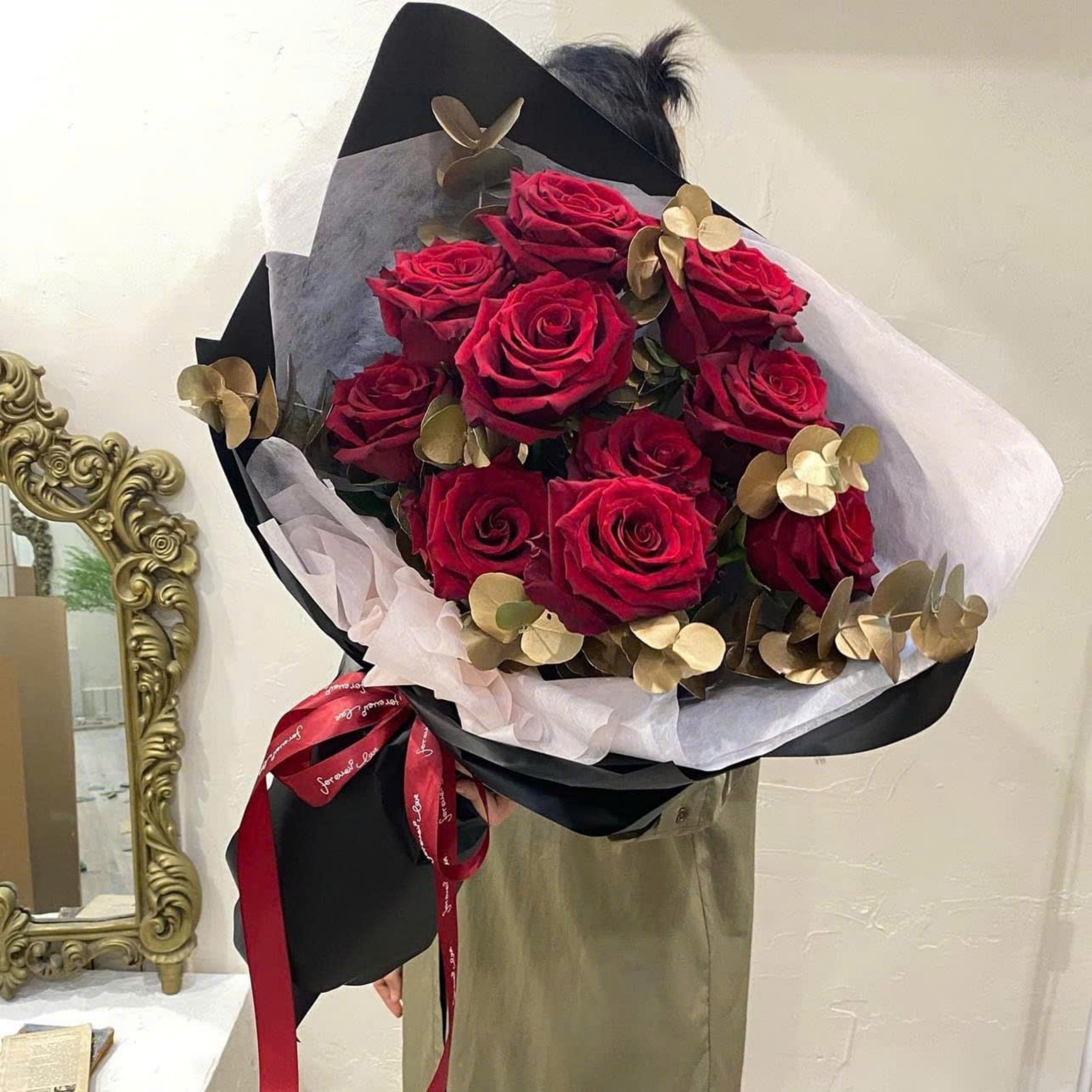 Bó hoa hồng đỏ 10 bông đẹp