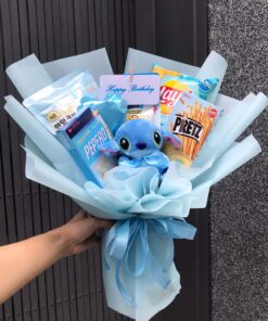 Bó hoa bánh kẹo màu xanh