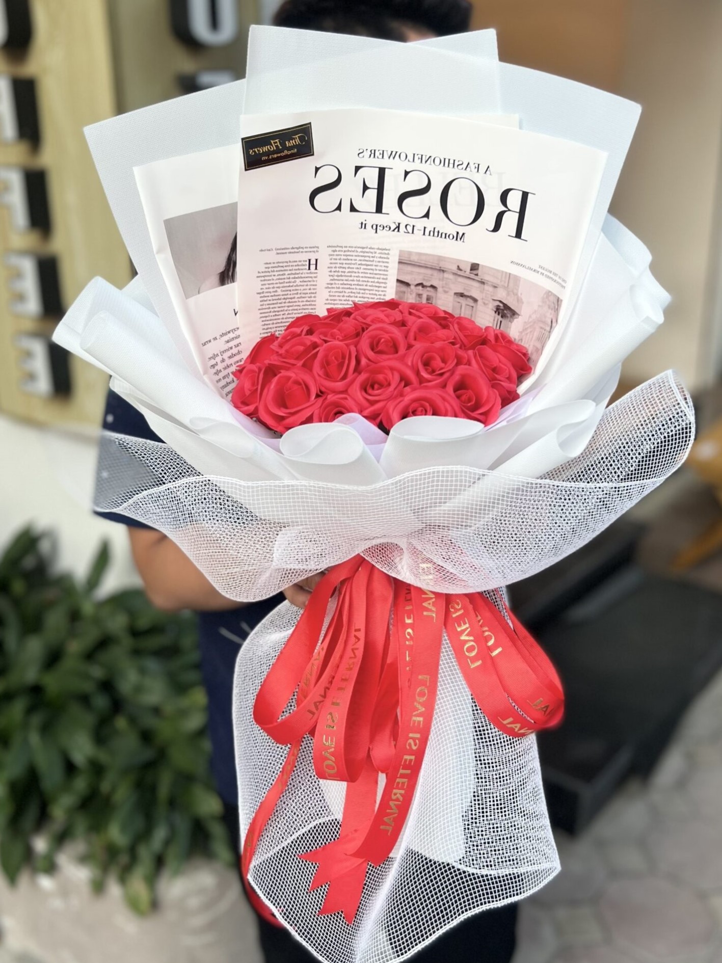 Bó hoa hồng sáp 4 lớp
