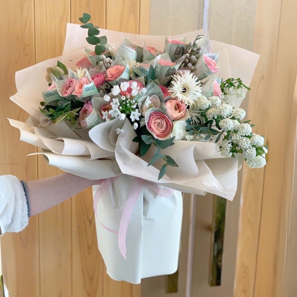 Bó hoa sáp tiền Bó hoa sáp tiền