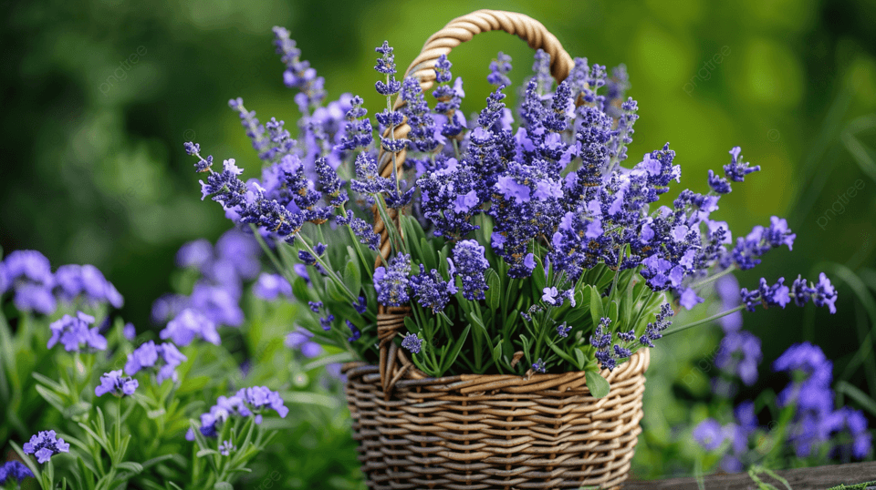 Giỏ hoa oải hương