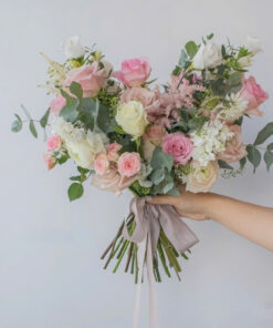 hoa cưới cầm tay tone Hồng