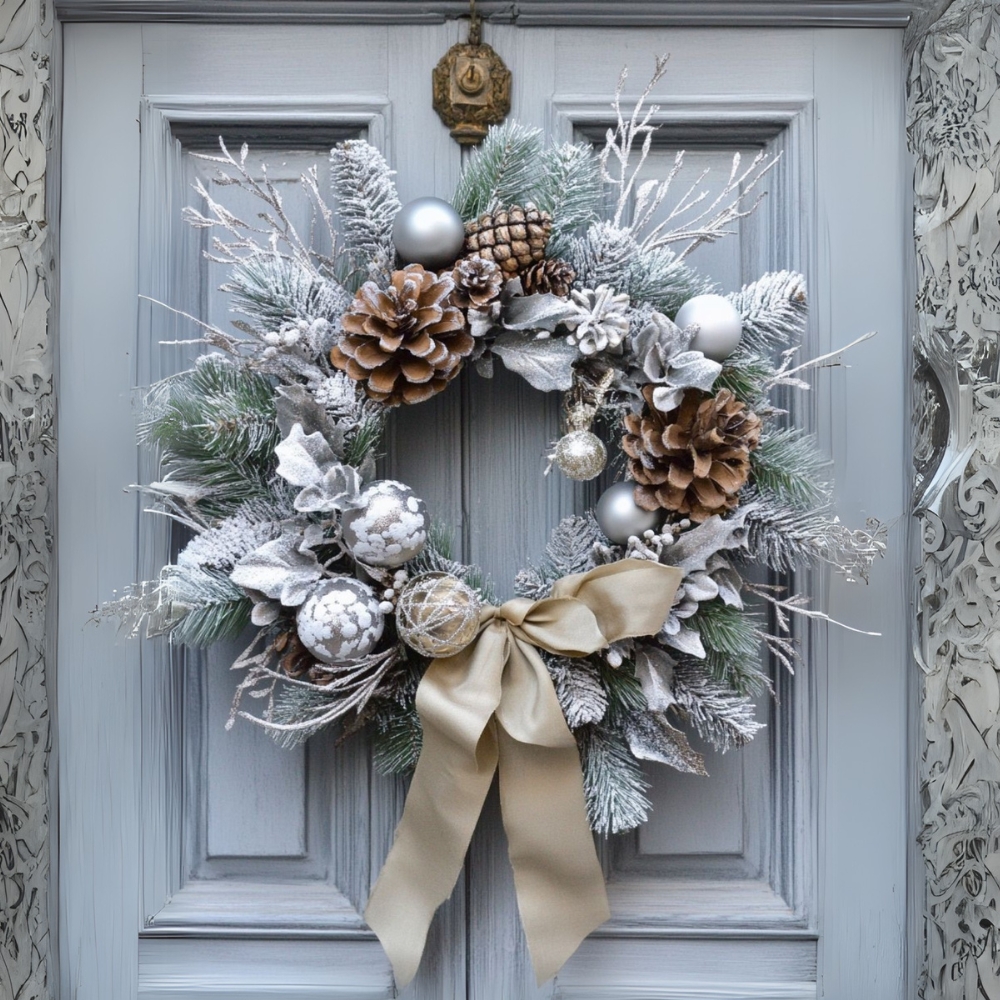 Make you smile Mẫu vòng hoa trang trí giáng sinh màu trắng đẹp