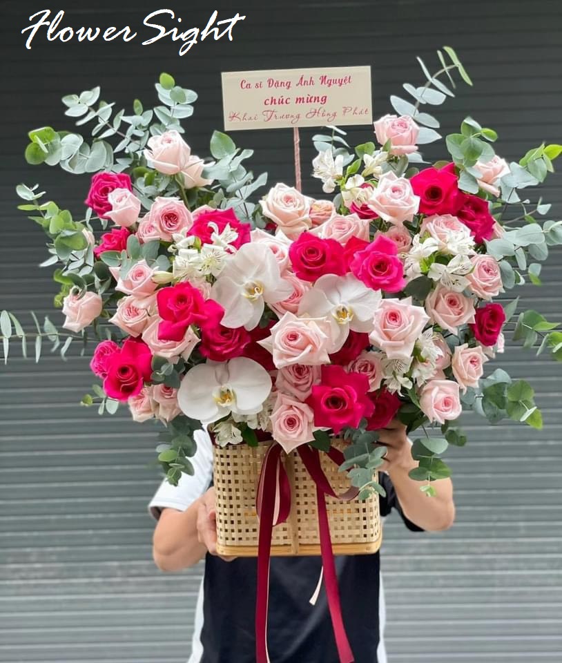 Lẵng hoa hồng chúc mừng
