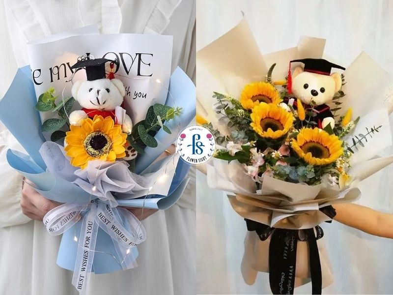 Bó hoa gấu bông tốt nghiệp