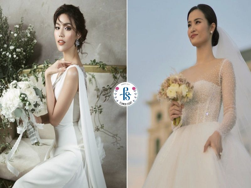 Chọn hoa cầm tay theo kiểu dáng váy cưới