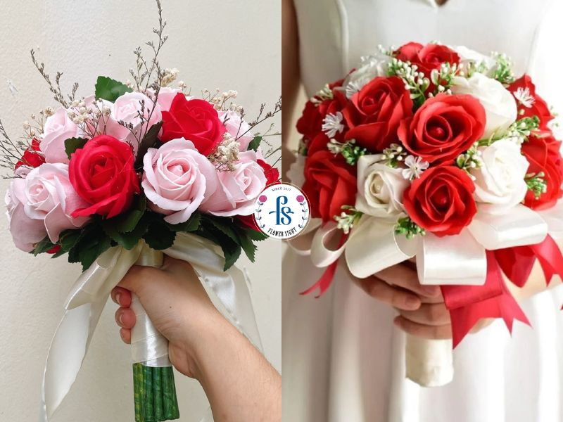 Hoa sáp cầm tay cô dâu