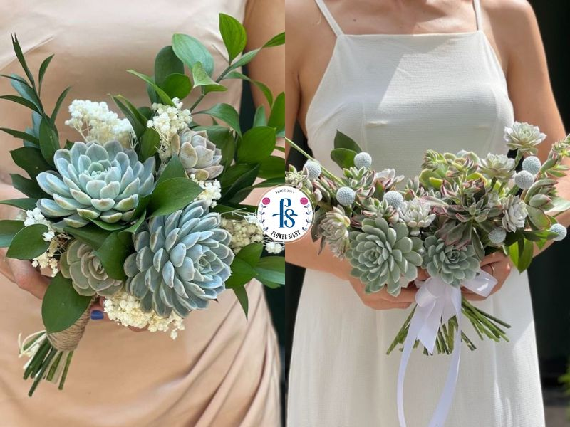 Hoa sen đá cầm tay cho cô dâu