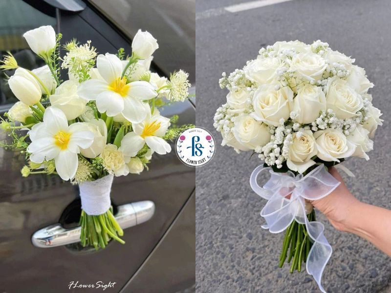Hoa cưới cầm tay màu trắng