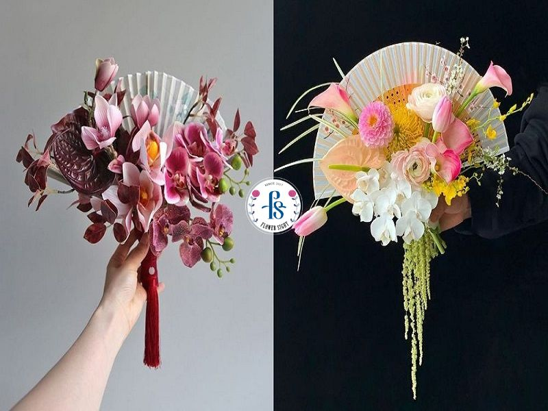 Hoa cưới cầm tay dạng quạt
