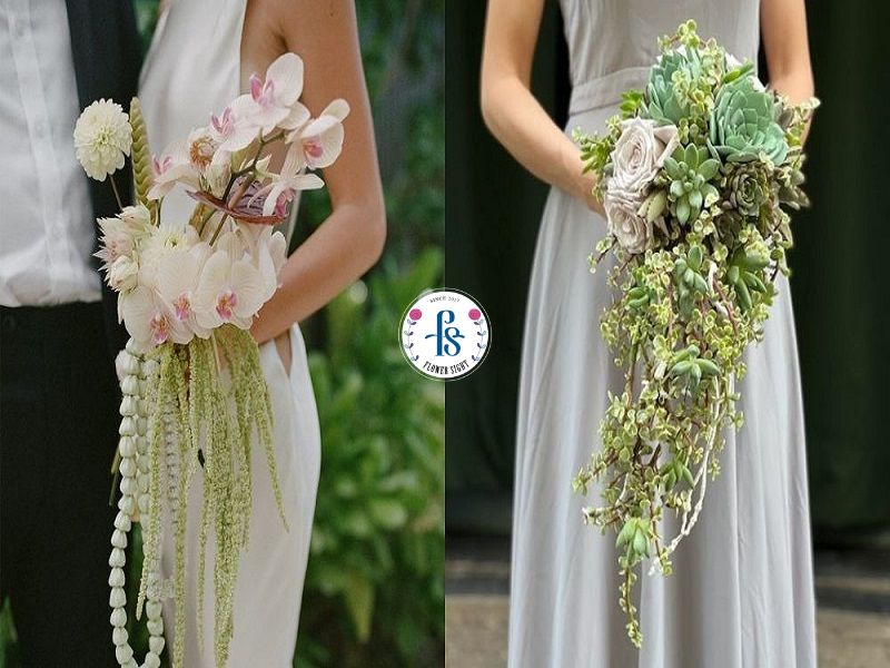 Hoa cưới đẹp cầm tay dạng thác nước