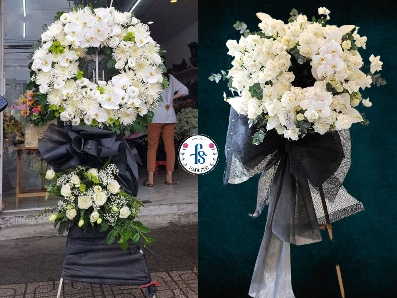 Hoa tang lễ tone đen