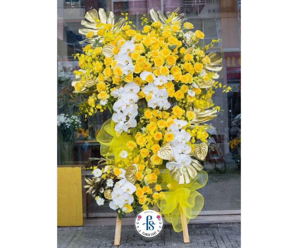 Kệ Hoa tặng khai trương Màu Vàng