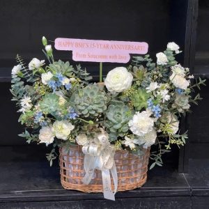 giỏ Hoa Sen Đá Hạ trắng
