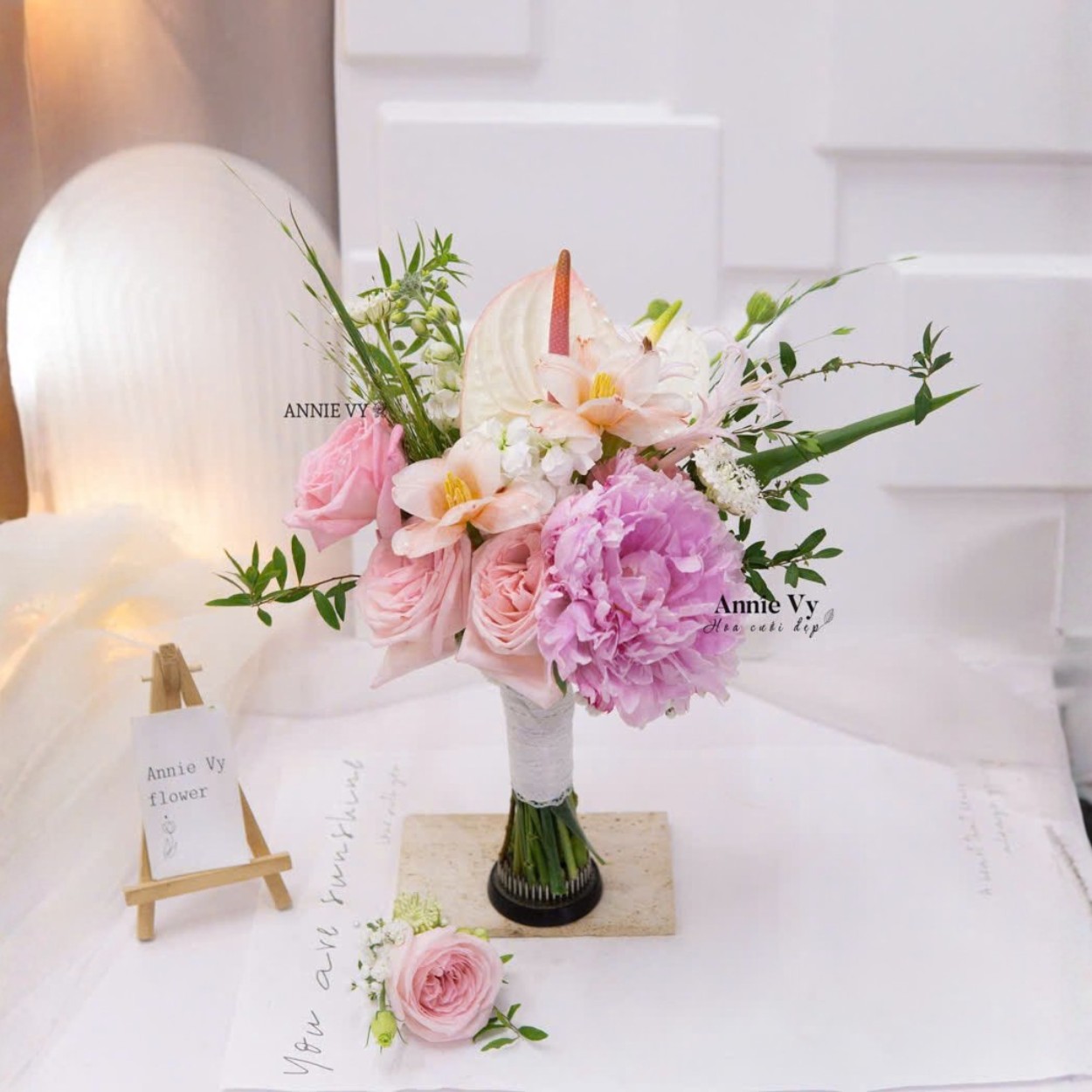 Danh Viên Bó Hoa Cưới Mẫu Đơn Danh Viên