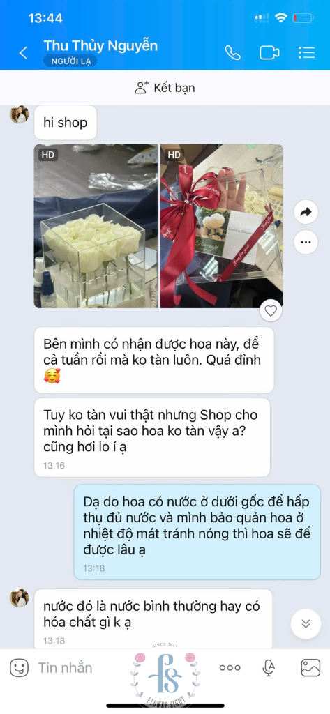 Review khách hàng qua zalo - Tiệm hoa FlowerSight 2