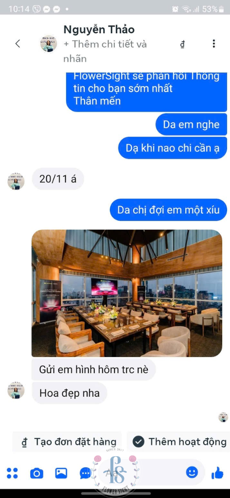 Review khách hàng qua zalo - Tiệm hoa FlowerSight 3