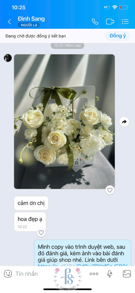 Review khách hàng qua zalo - Tiệm hoa FlowerSight 4