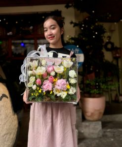 Hộp hoa mica Mùa Thương
