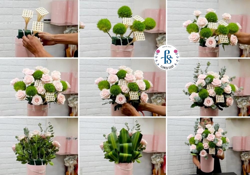 Gợi ý cách cắm hoa hồng kem đơn giản, tinh tế